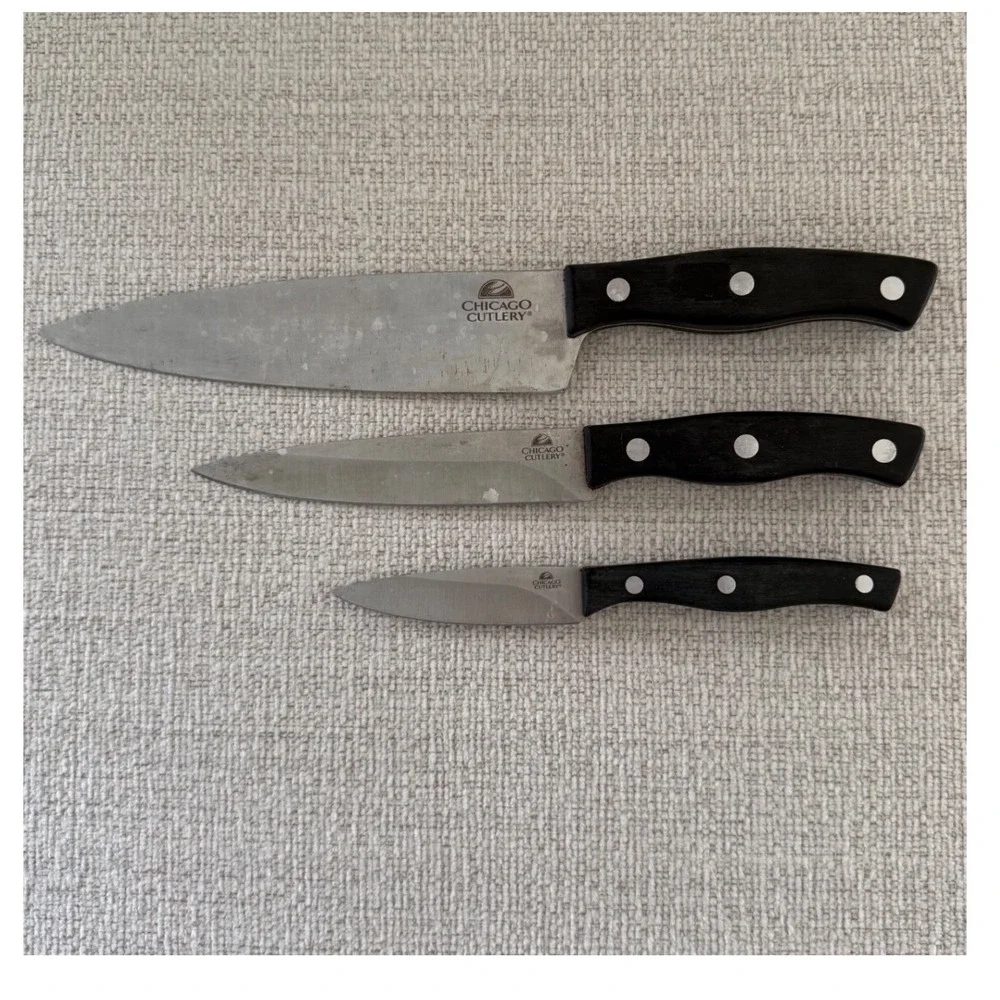 Chicago Cutlery Essentials Three Piece Set‎ Kitchen Knives Black Handles